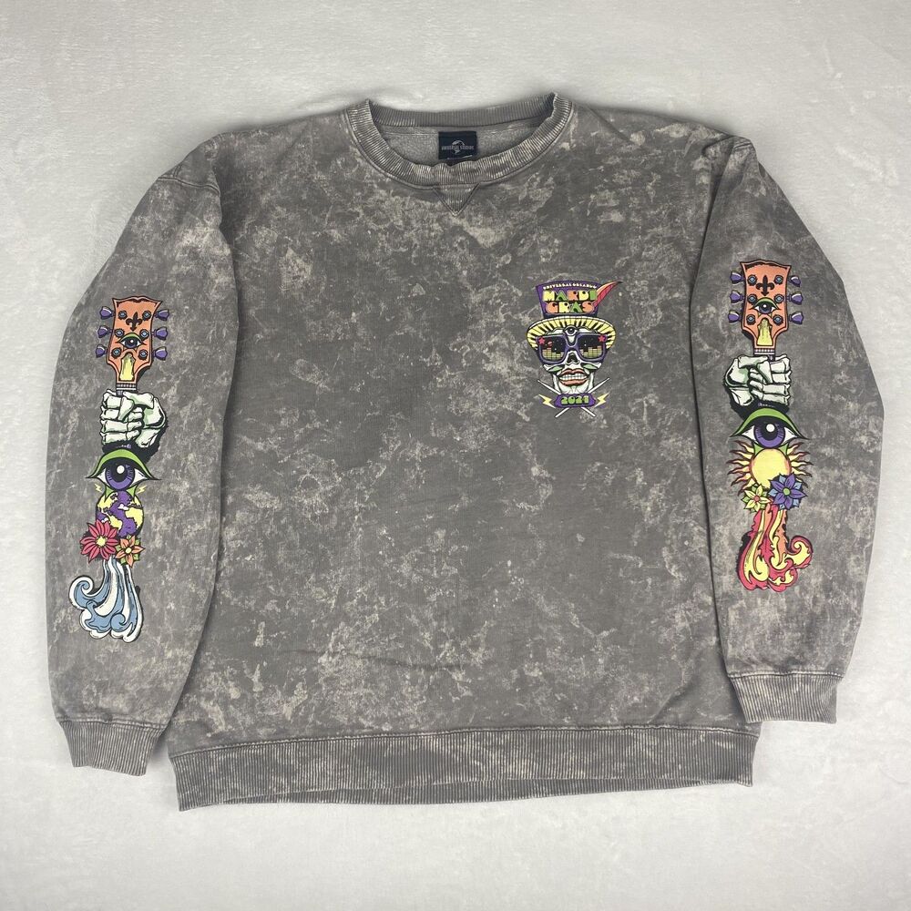 Universal Studios Mardi Grass Graphic Sweatshirt Adult Extra Large Gray Pullover